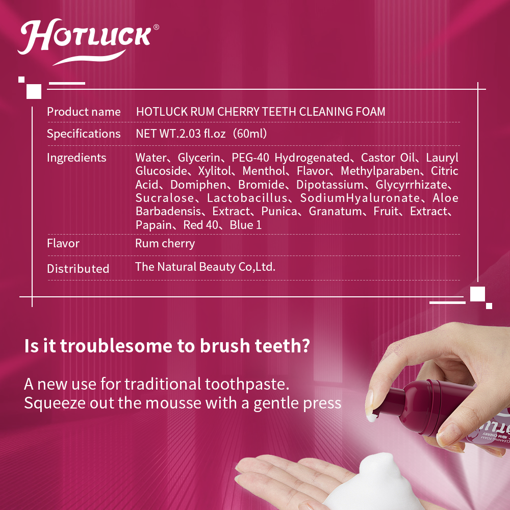 Hotluck  Rum Cherry Teeth Cleaning Foam